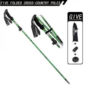 Five Section Folding Trekking Cane For Hiking And Walking - Lightweight 7075 Aluminum, Strong And Durable Outer Lock And High-density EVA Grip (Color: 1PC Green)